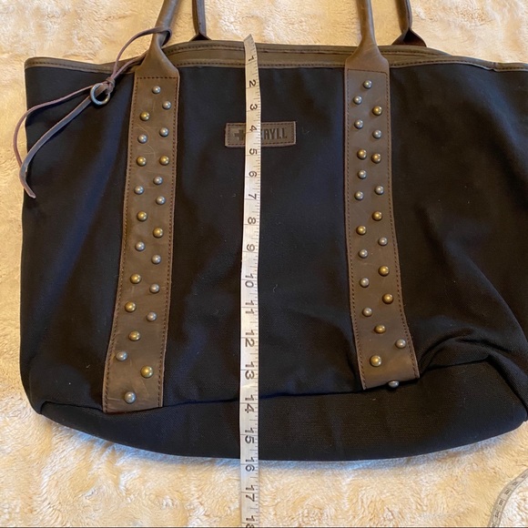 Beryll Black & Brown Canvas Leather Tote with studded design - Picture 15 of 17
